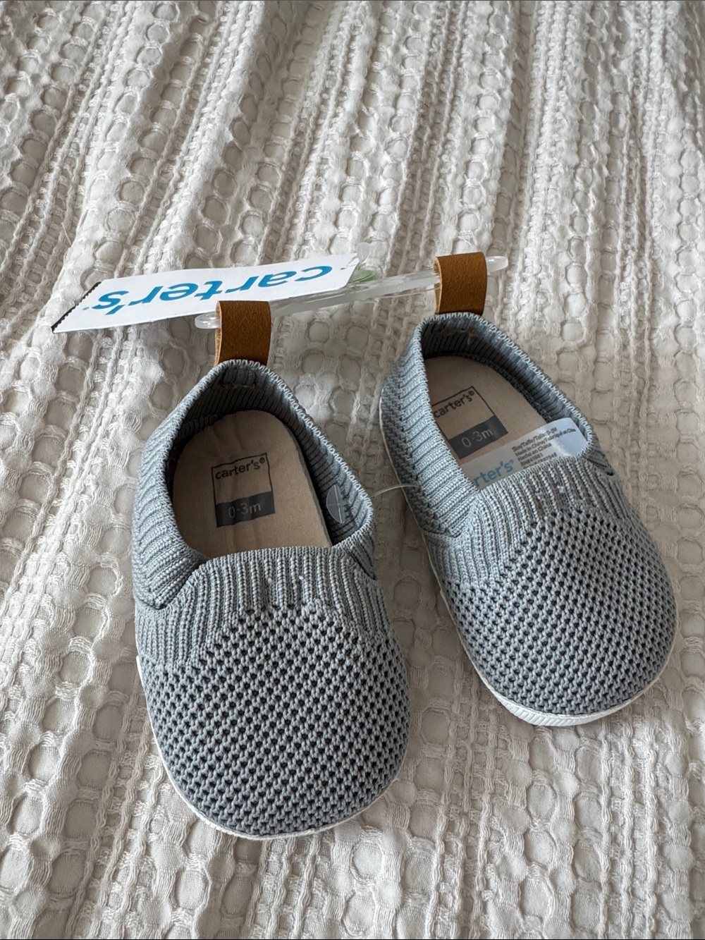 Carter's Light Gray Knit Slip-On Baby Walkers